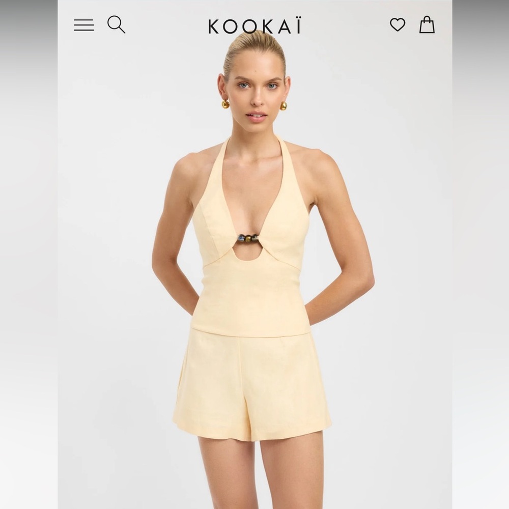 Kookai Yellow Linen Shorts